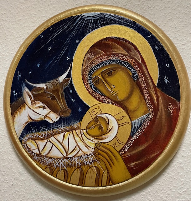 Istenszülő ikon - kerek karácsonyi