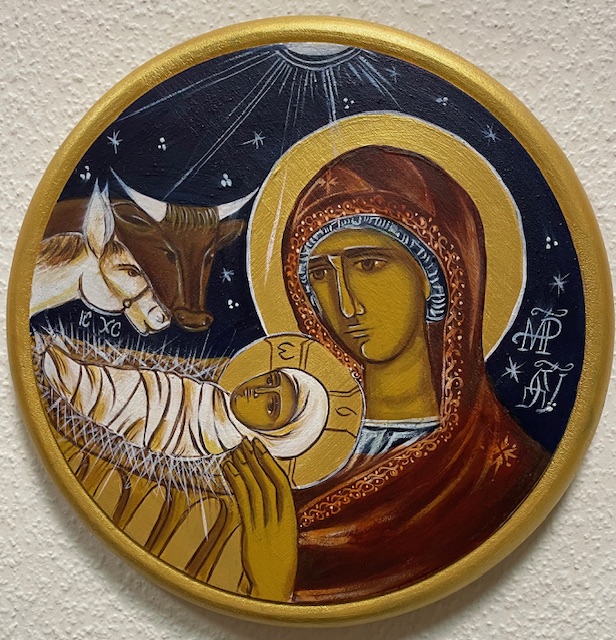 Istenszülő ikon - kerek karácsonyi