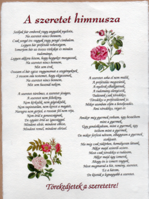 Merített papír kép - Szeretethimnusz A/4