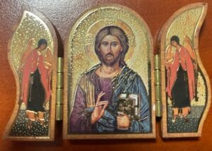 Pantokrátor mini szárnyas faplakett