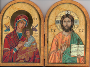 Istenszülő-Tanító Krisztus faplakett