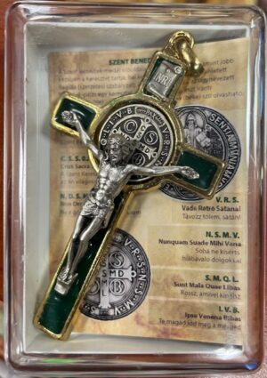 Fém Szent Benedek kereszt dobozban