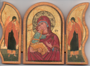 Istenszülő szárnyas faplakett